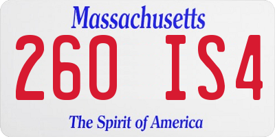 MA license plate 260IS4