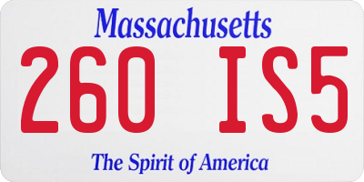 MA license plate 260IS5
