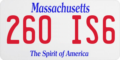 MA license plate 260IS6