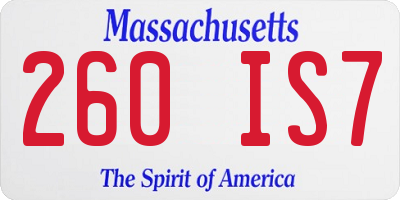 MA license plate 260IS7