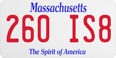 MA license plate 260IS8