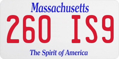 MA license plate 260IS9