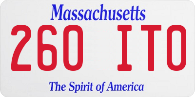 MA license plate 260IT0