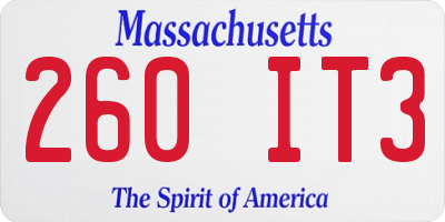 MA license plate 260IT3