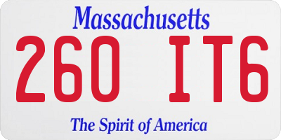 MA license plate 260IT6