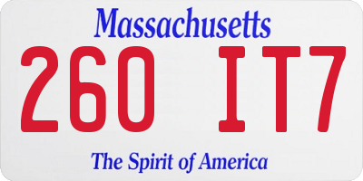 MA license plate 260IT7