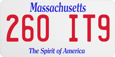MA license plate 260IT9