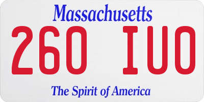 MA license plate 260IU0