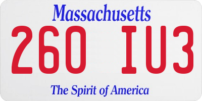 MA license plate 260IU3