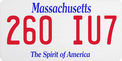 MA license plate 260IU7