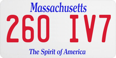MA license plate 260IV7