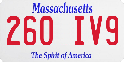 MA license plate 260IV9