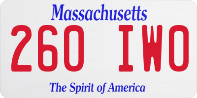MA license plate 260IW0