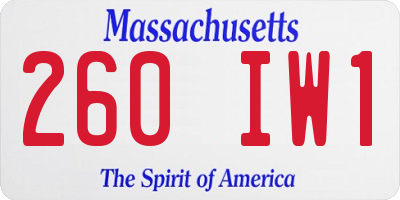 MA license plate 260IW1