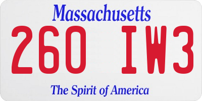 MA license plate 260IW3