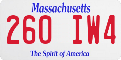 MA license plate 260IW4