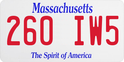 MA license plate 260IW5