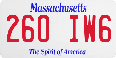 MA license plate 260IW6