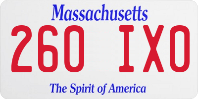 MA license plate 260IX0