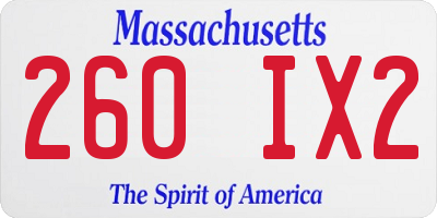 MA license plate 260IX2