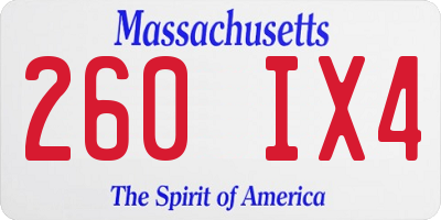 MA license plate 260IX4