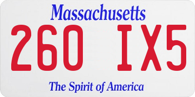 MA license plate 260IX5