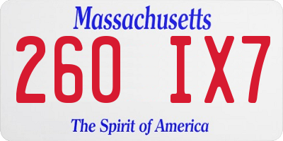MA license plate 260IX7