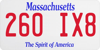 MA license plate 260IX8