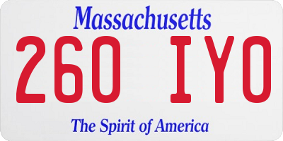 MA license plate 260IY0