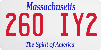 MA license plate 260IY2