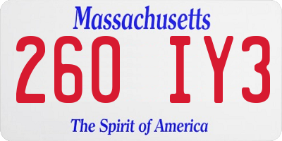 MA license plate 260IY3