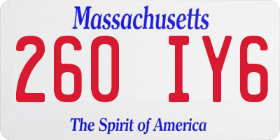 MA license plate 260IY6