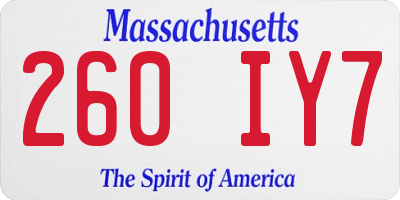 MA license plate 260IY7
