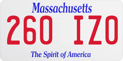 MA license plate 260IZ0