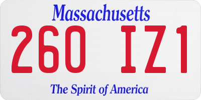MA license plate 260IZ1