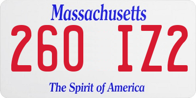 MA license plate 260IZ2