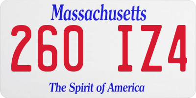 MA license plate 260IZ4