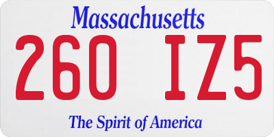 MA license plate 260IZ5