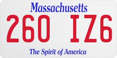MA license plate 260IZ6