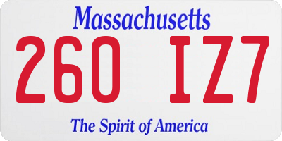 MA license plate 260IZ7