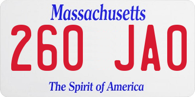 MA license plate 260JA0