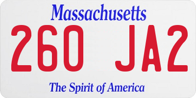 MA license plate 260JA2