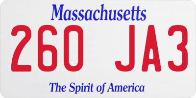 MA license plate 260JA3