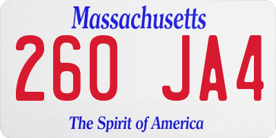 MA license plate 260JA4