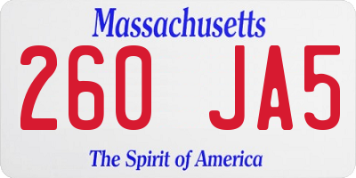 MA license plate 260JA5