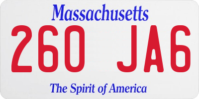 MA license plate 260JA6