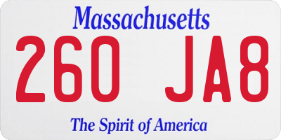 MA license plate 260JA8