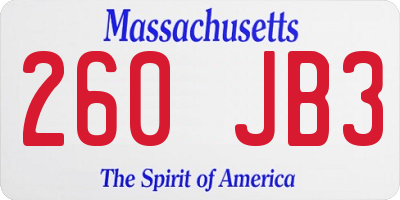MA license plate 260JB3