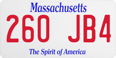 MA license plate 260JB4