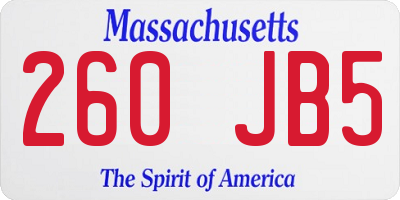 MA license plate 260JB5